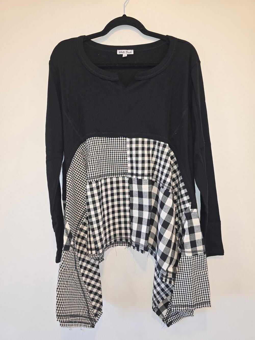 NWOT White Birch Plaid Oversized Long Sleeved Top- Medium